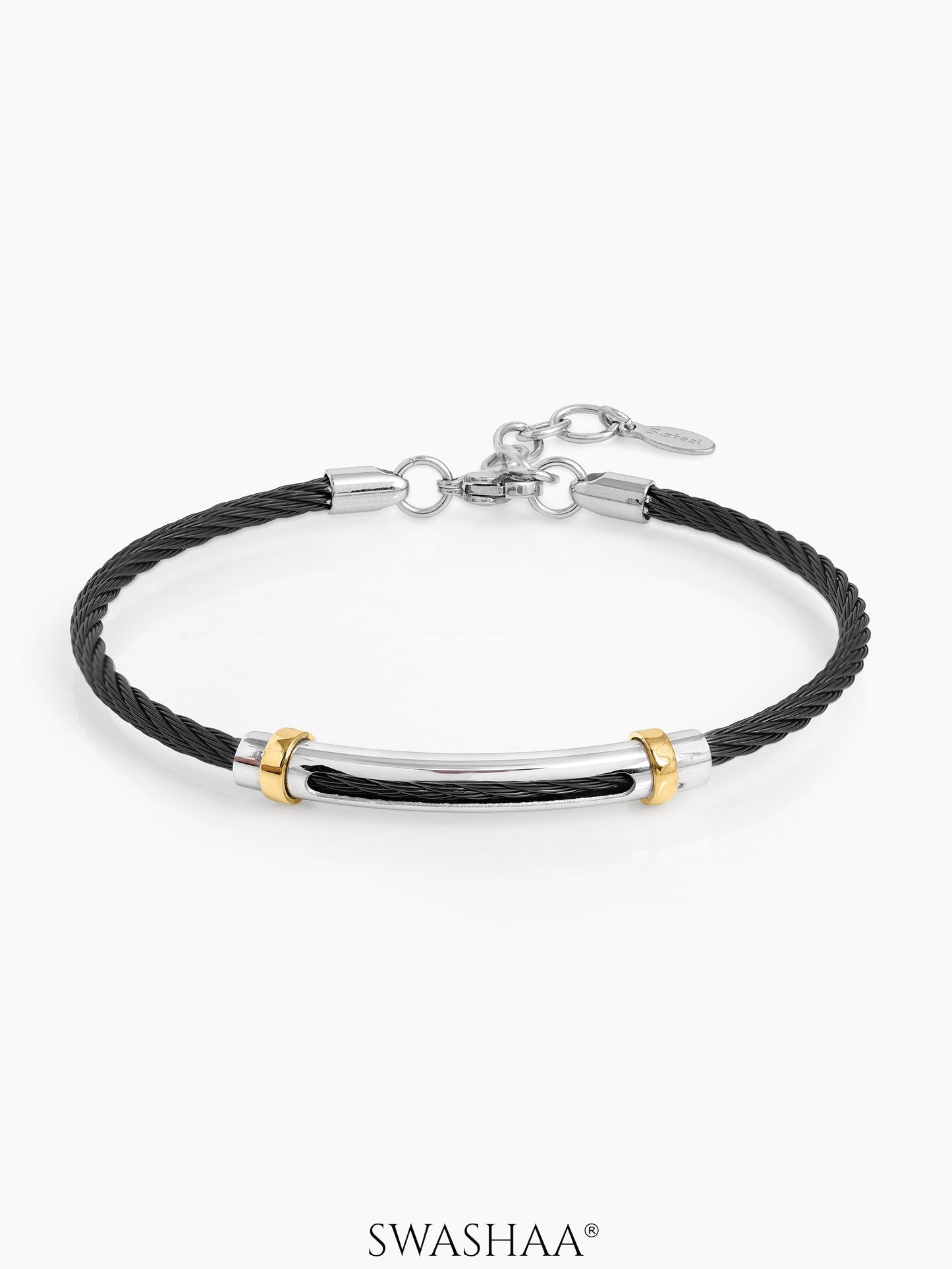 Corvin Wired Men's Bracelet Black - Silver