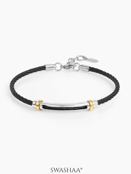 Corvin Wired Men's Bracelet Black - Silver