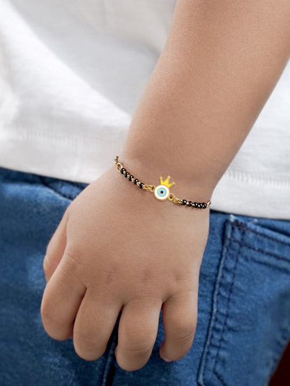 Crown Evil Eye 18K Gold Plated Kid's Nazariya Bracelet