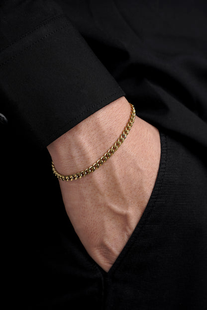 Cuban Chain 4 MM 18K Gold Plated Men's Bracelet