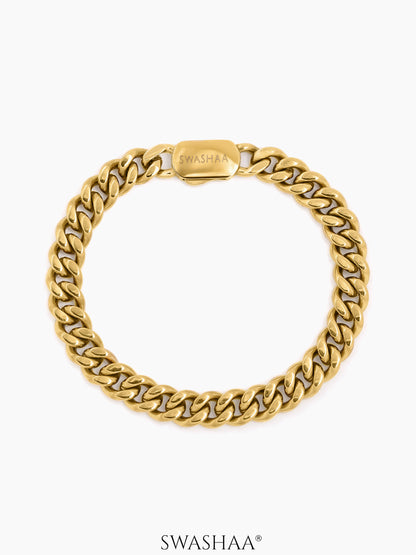 Cuban Chain 8 MM Men's Bracelet 18K Gold Plated