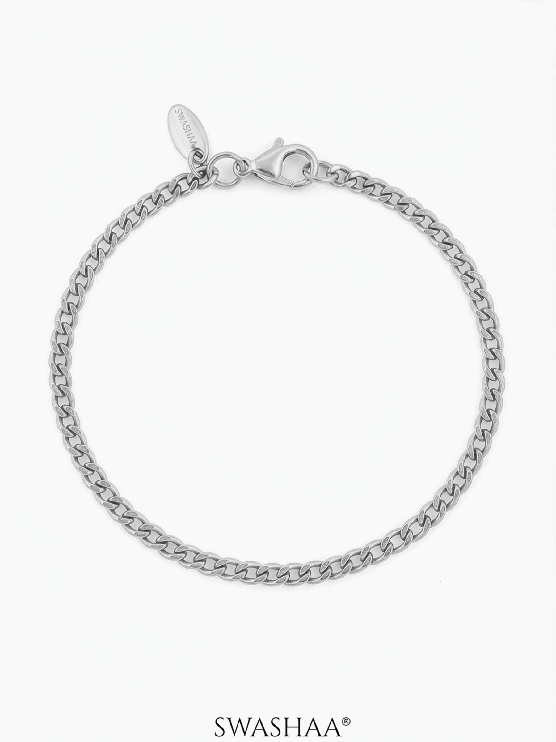 Cuban Chain 2MM Women's Bracelet Silver