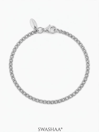 Cuban Chain 2MM Women's Bracelet Silver