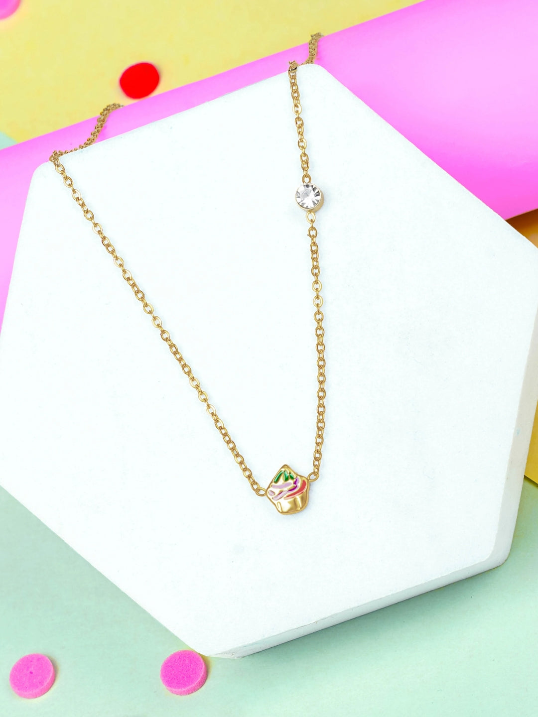 Cupcake 18K Gold Plated Kid's Pendant Necklace