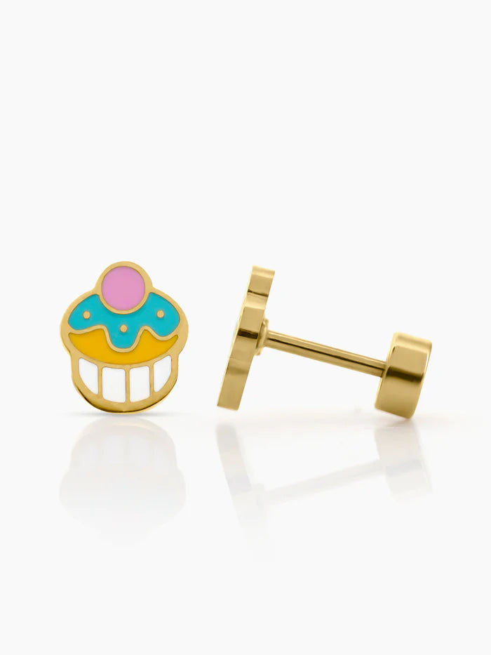 Cuppy Pop Cupcake 18K Gold Plated Kid’s Earrings Gold