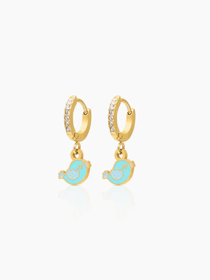 Cute Bird 18K Gold Plated Kid's Hoop Earrings