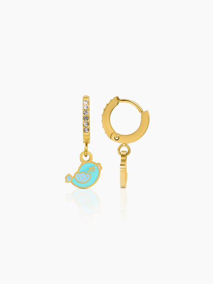 Cute Bird 18K Gold Plated Kid's Hoop Earrings Gold