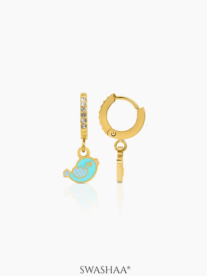 Cute Bird 18K Gold Plated Kid's Hoop Earrings Gold