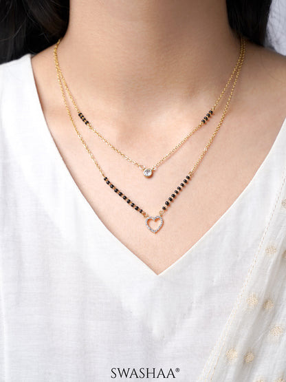 Daiva Double Layered Heart 18K Gold Plated Mangalsutra