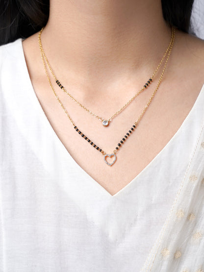 Daiva Double Layered Heart 18K Gold Plated Mangalsutra