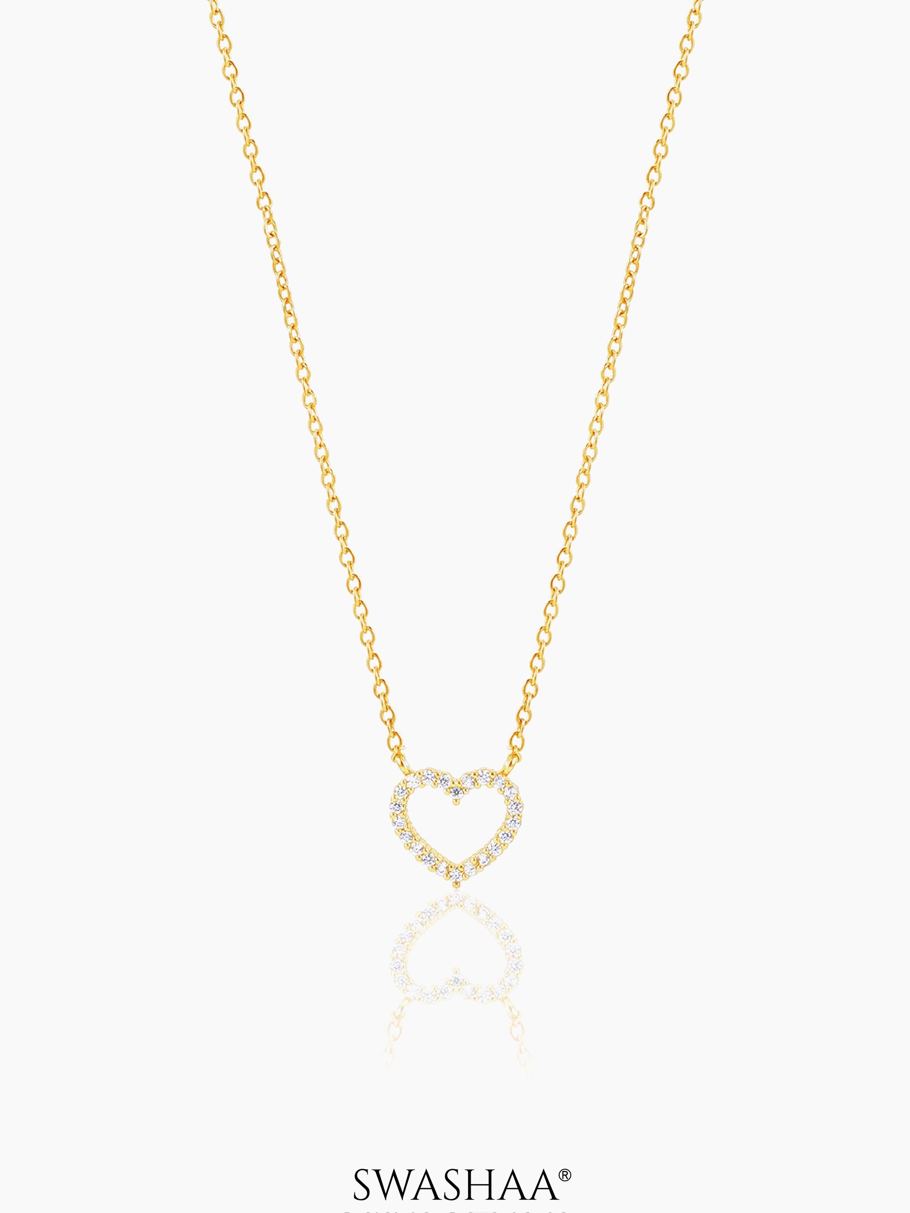 Lioren Crystal Heart Necklace Gold