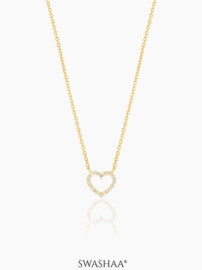 Lioren Crystal Heart Necklace Gold