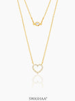 Daiva Double Layered Heart 18K Gold Plated Necklace Gold