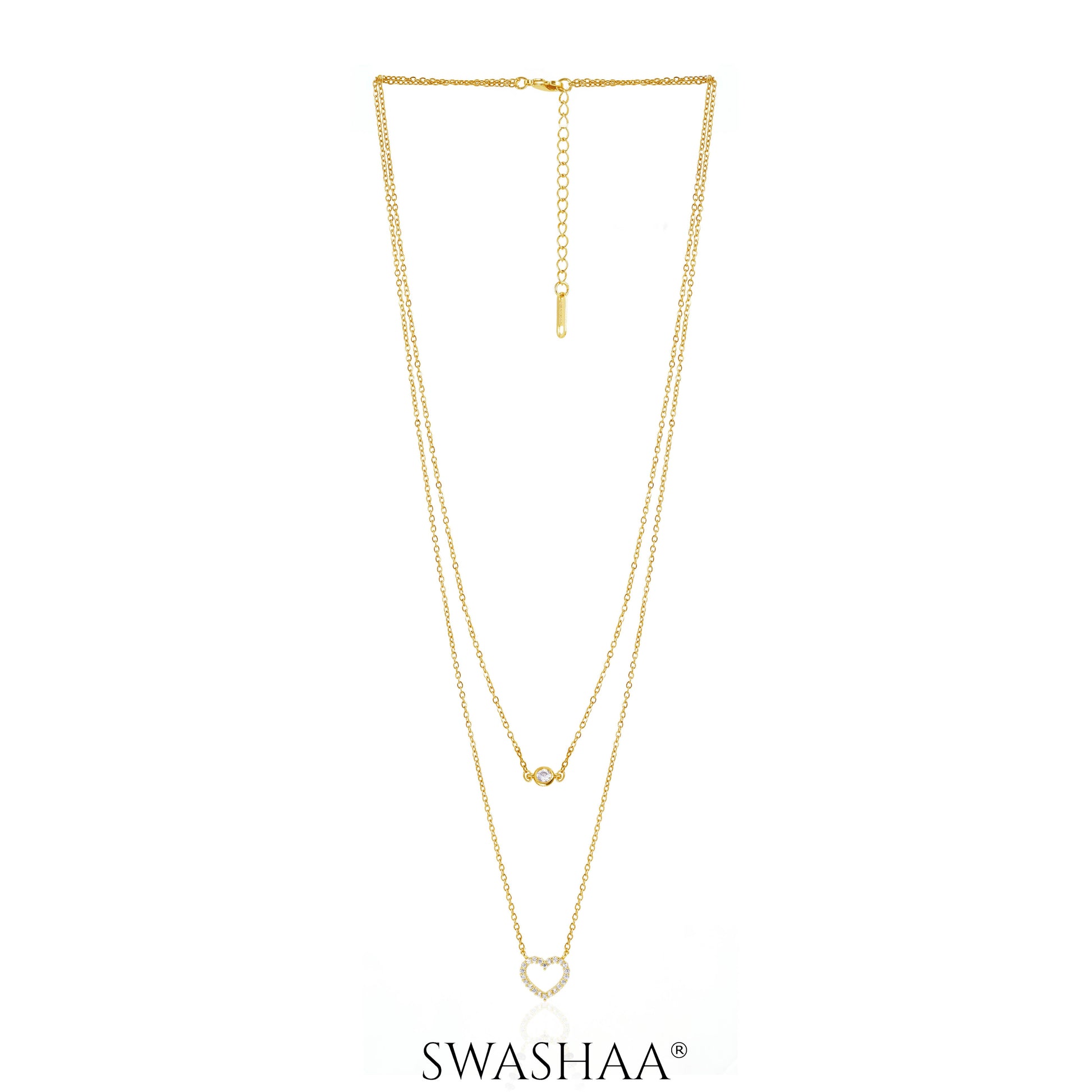 Daiva Double Layered Heart 18K Gold Plated Necklace