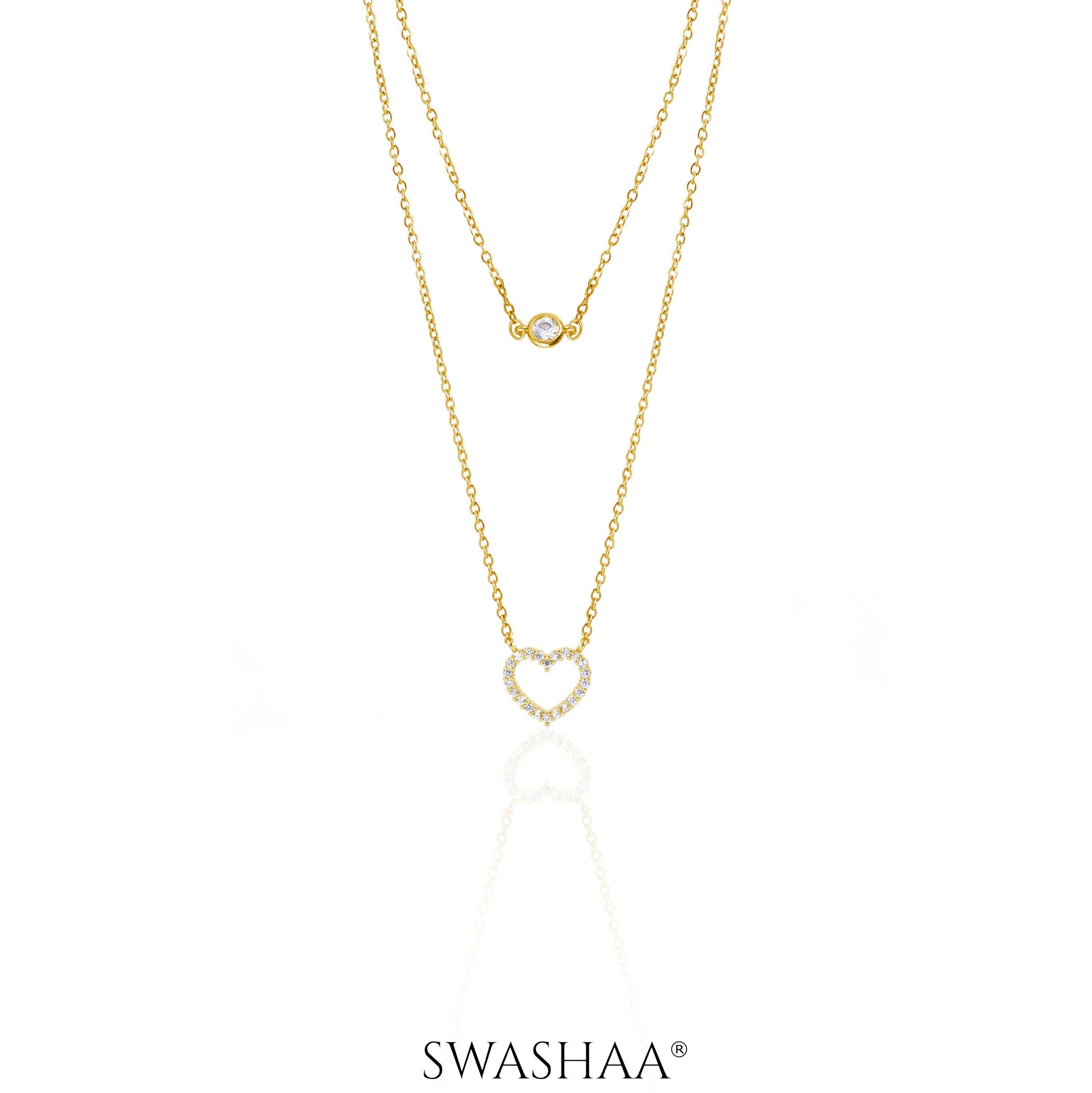 Daiva Double Layered Heart 18K Gold Plated Necklace