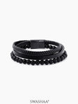Damon Men's Leather Bracelet Black