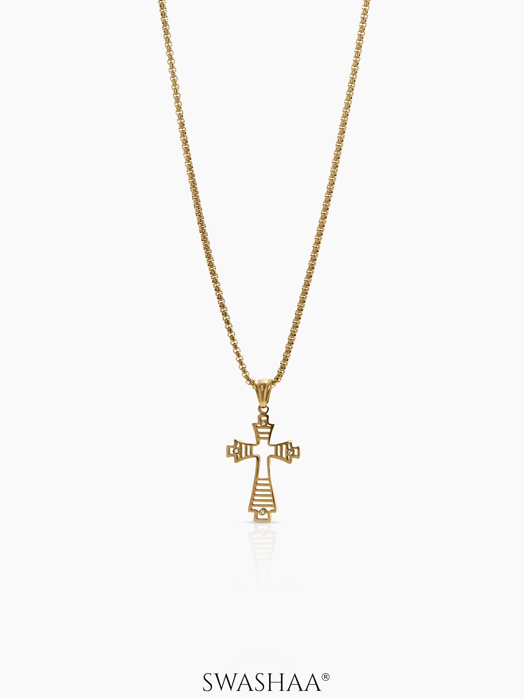 Darev Cross Men's Chain Pendant 18K Gold Plated