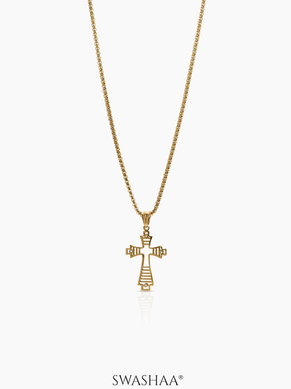 Darev Cross Men's Chain Pendant 18K Gold Plated