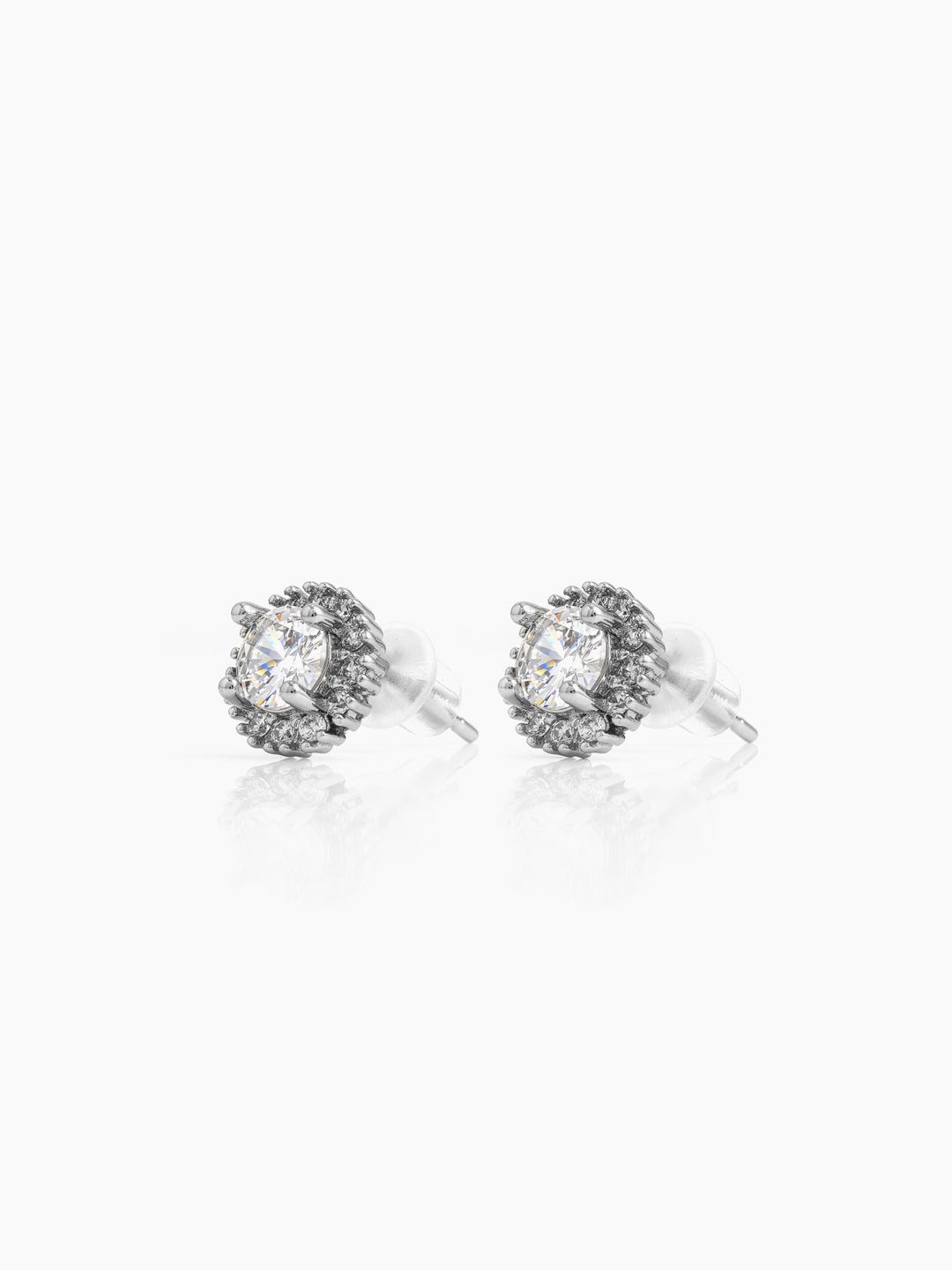 Darian Solitaire Silver Men's Earrings