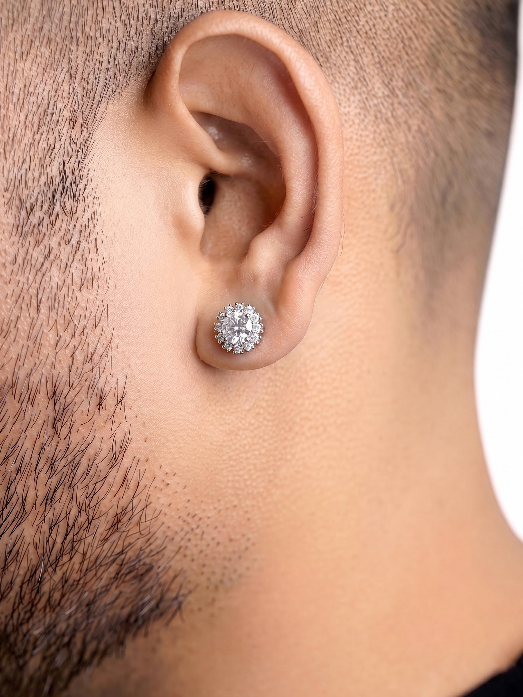 Darian Solitaire Silver Men's Earrings