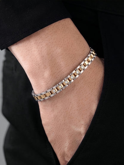 Darik Diamond Silver - 18K Gold Plated Men's Bracelet