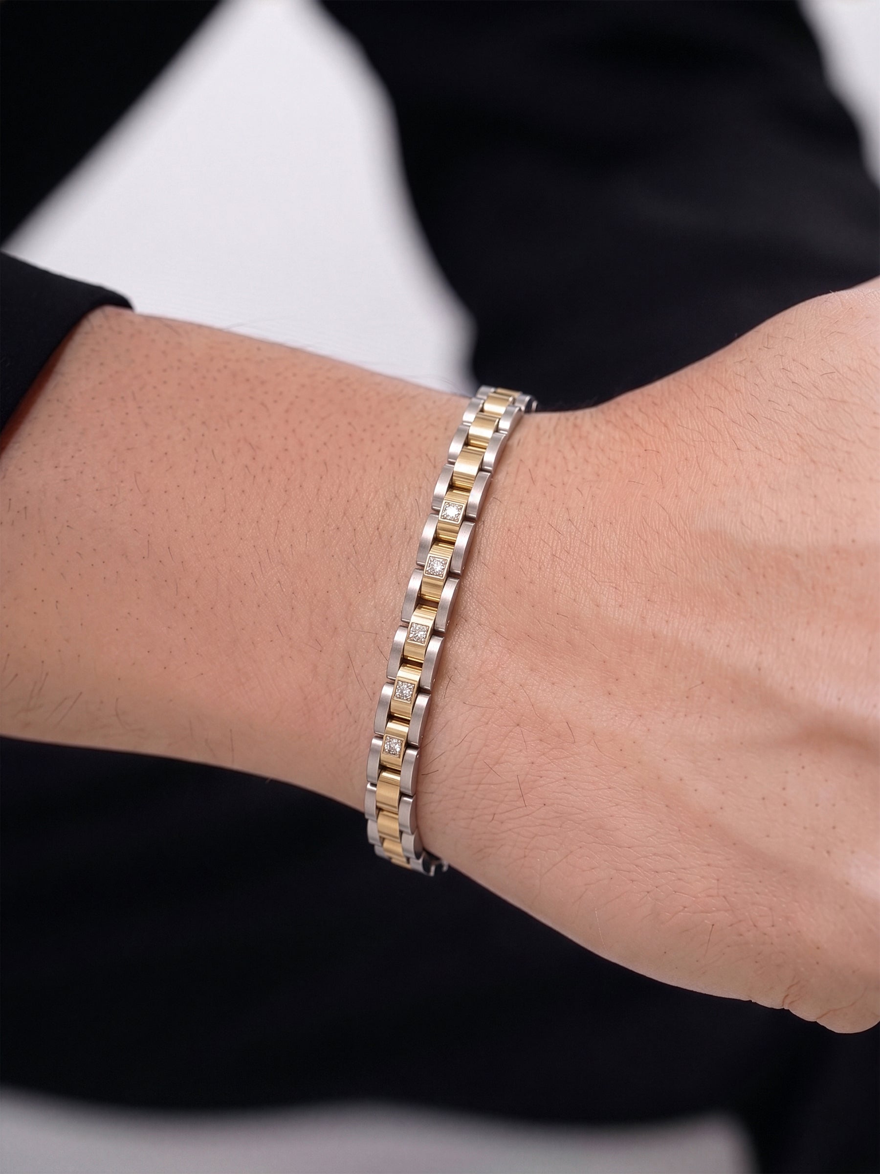 Darik Diamond Silver - 18K Gold Plated Men's Bracelet