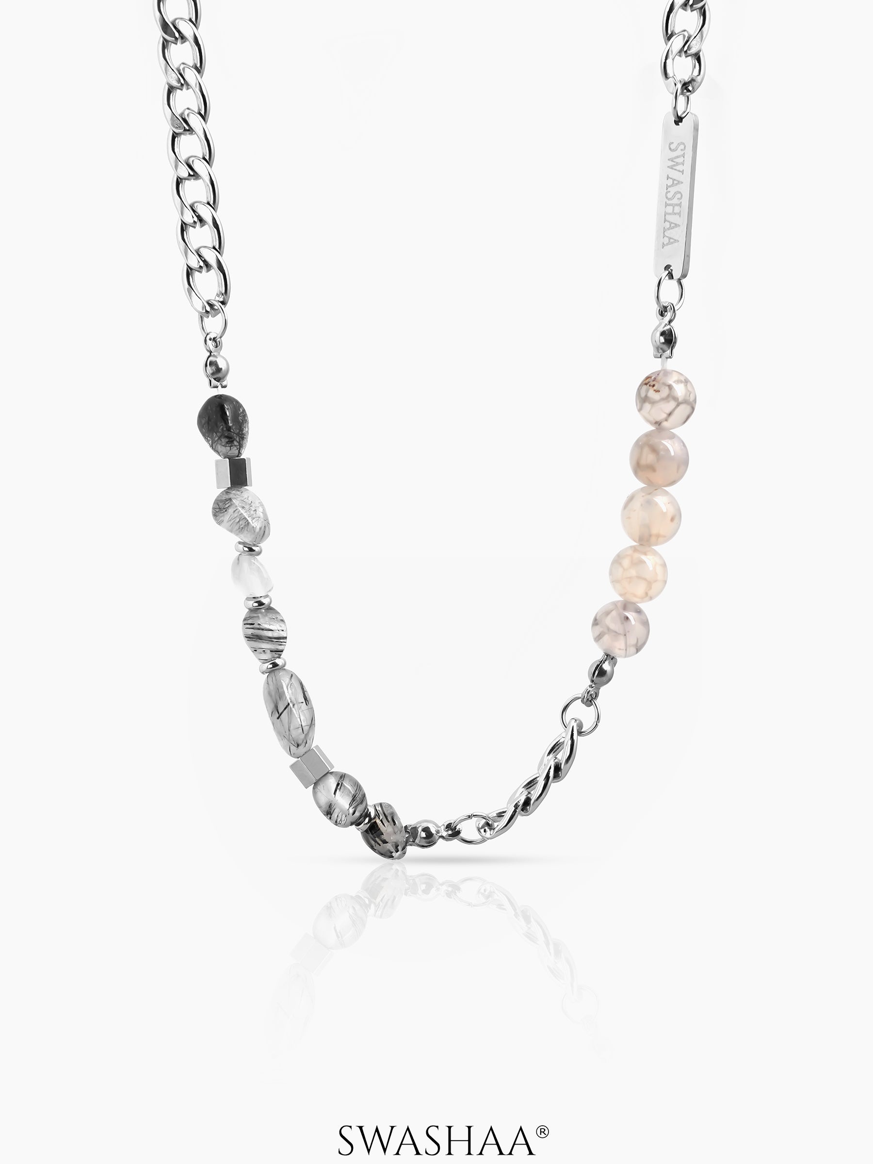 Darin Beaded Link Men's Chain Silver