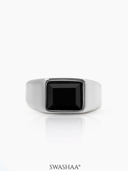Daro Black Stone Signet Men's Ring