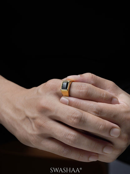 Daro Black Stone Signet Men's Ring