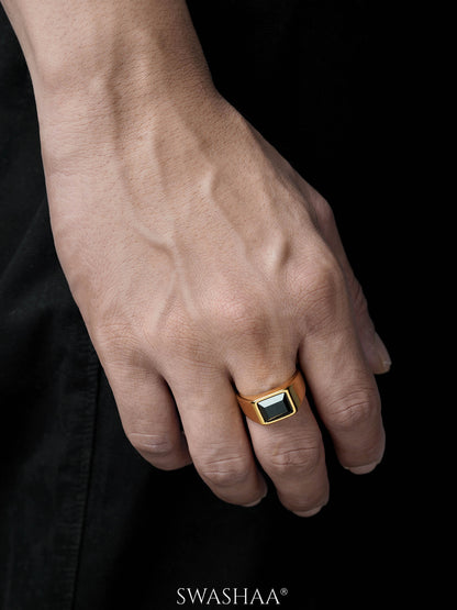 Daro Black Stone Signet Men's Ring