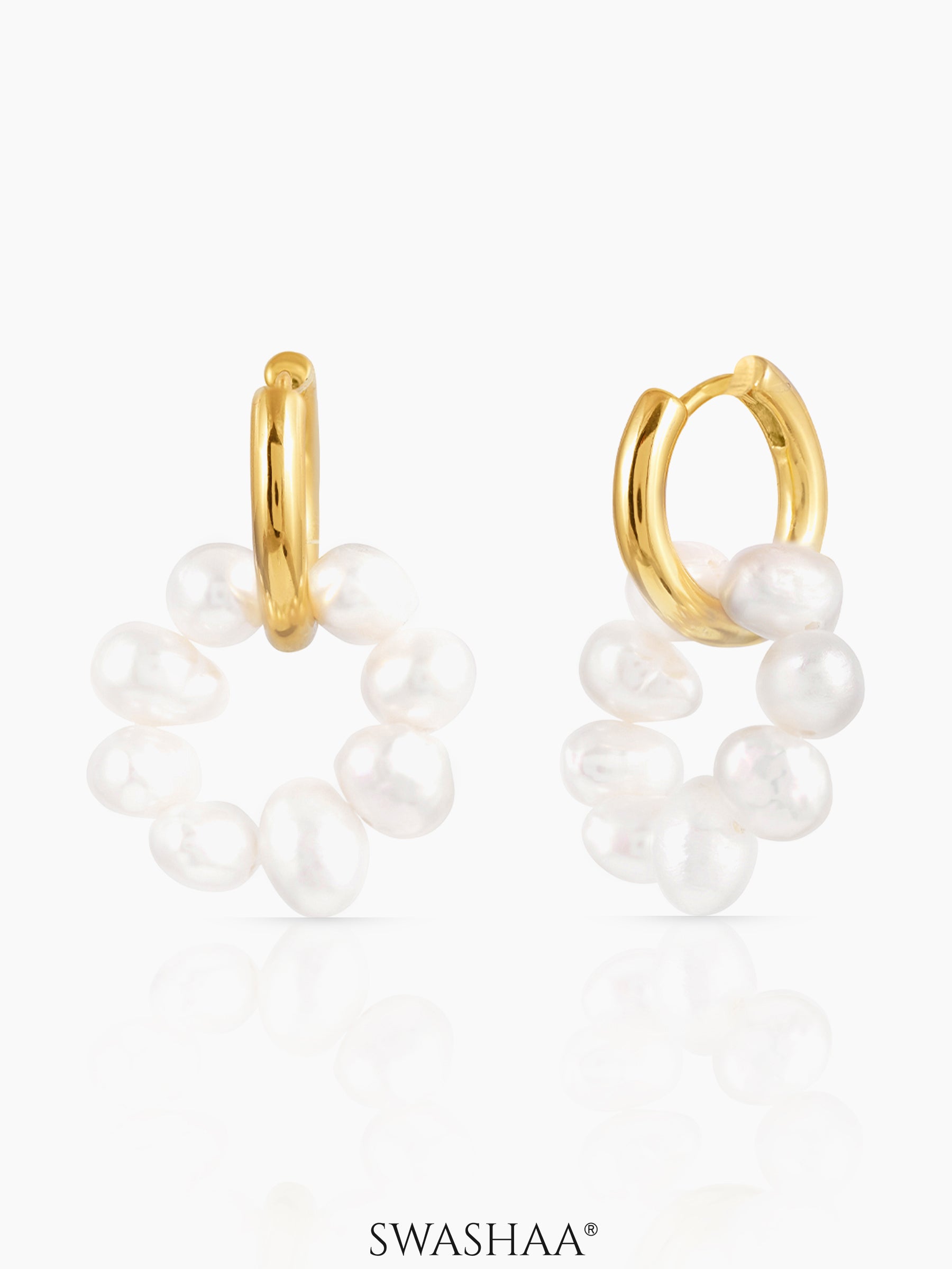 Davina Pearl 18K Gold Plated Hoop Earrings Gold