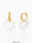Davina Pearl 18K Gold Plated Hoop Earrings Gold