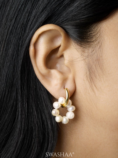 Davina Pearl 18K Gold Plated Hoop Earrings