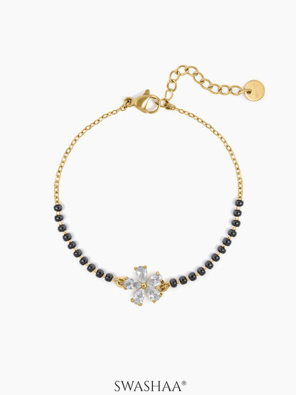 Dayita Floral Diamond Mangalsutra Bracelet 18K Gold Plated