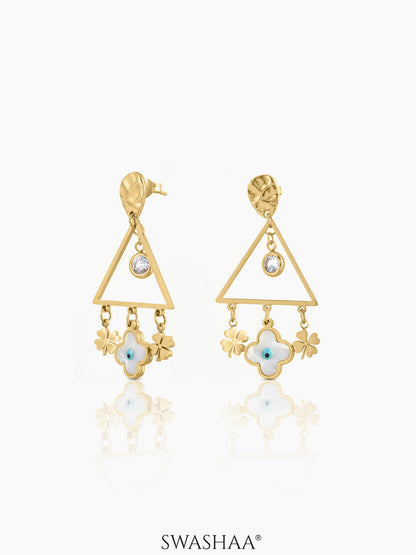 Dazzle Clover 18K Gold Plated Earrings Gold