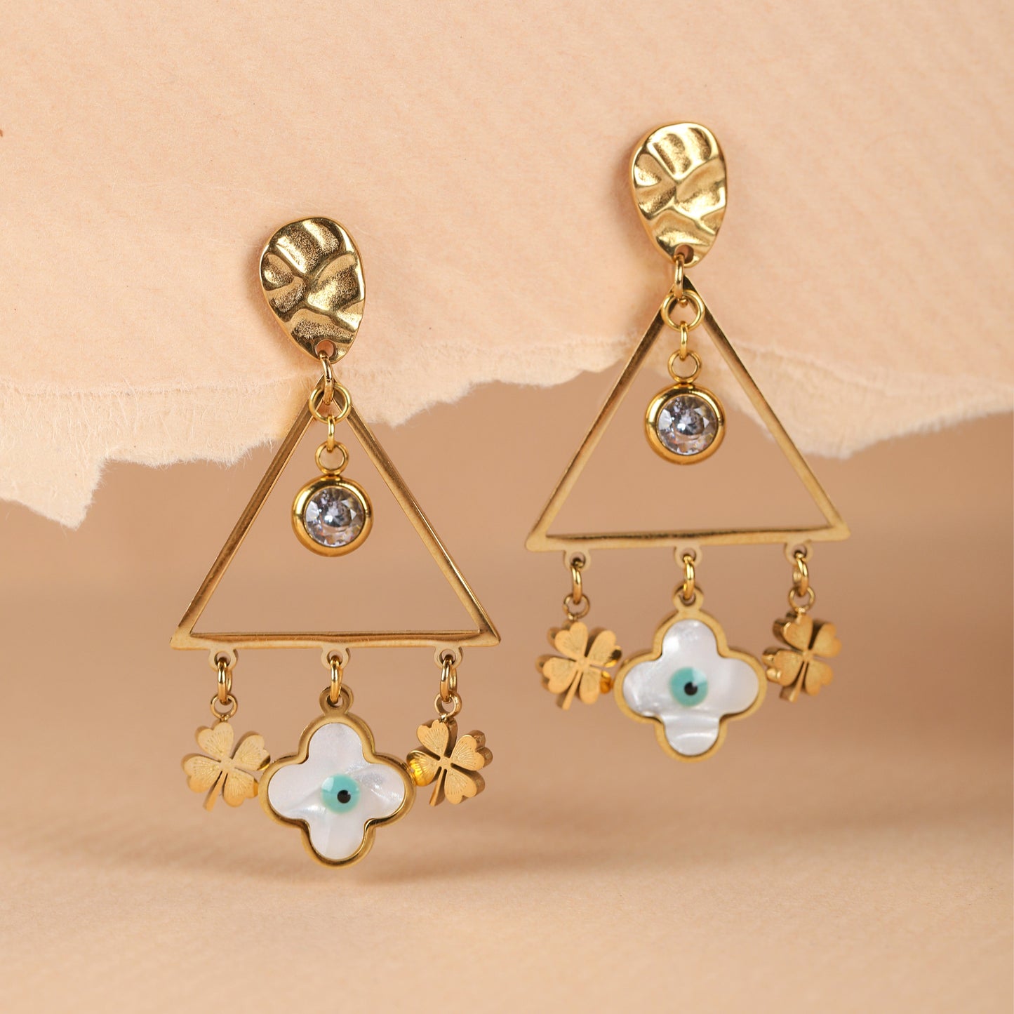 Dazzle Clover 18K Gold Plated Earrings
