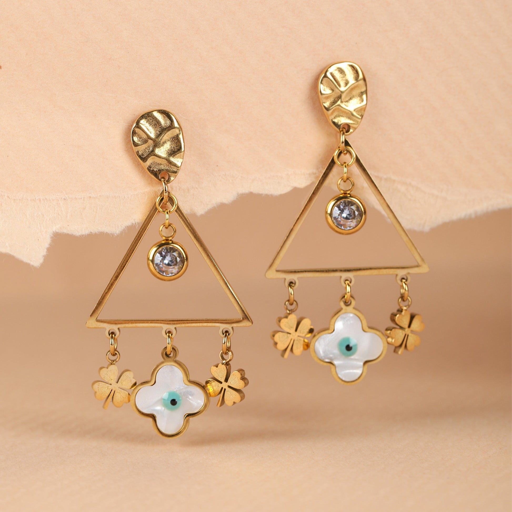 Dazzle Clover 18K Gold Plated Earrings
