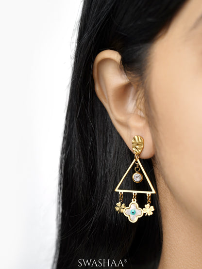 Dazzle Clover 18K Gold Plated Earrings