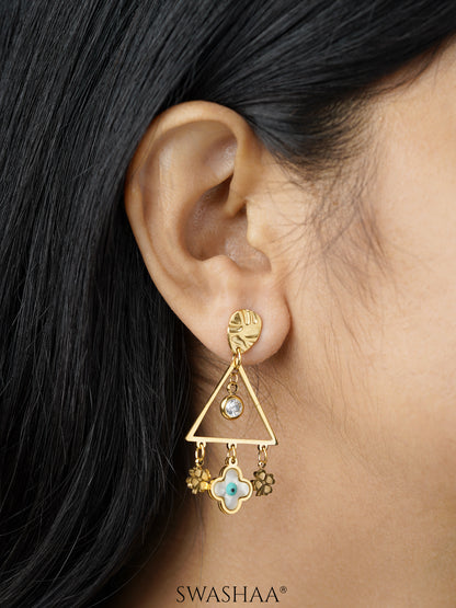 Dazzle Clover 18K Gold Plated Earrings