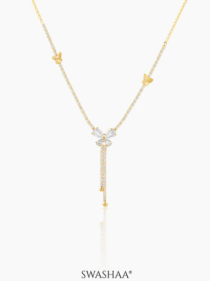 Debbie Crystal Butterfly Y-shaped Necklace Gold