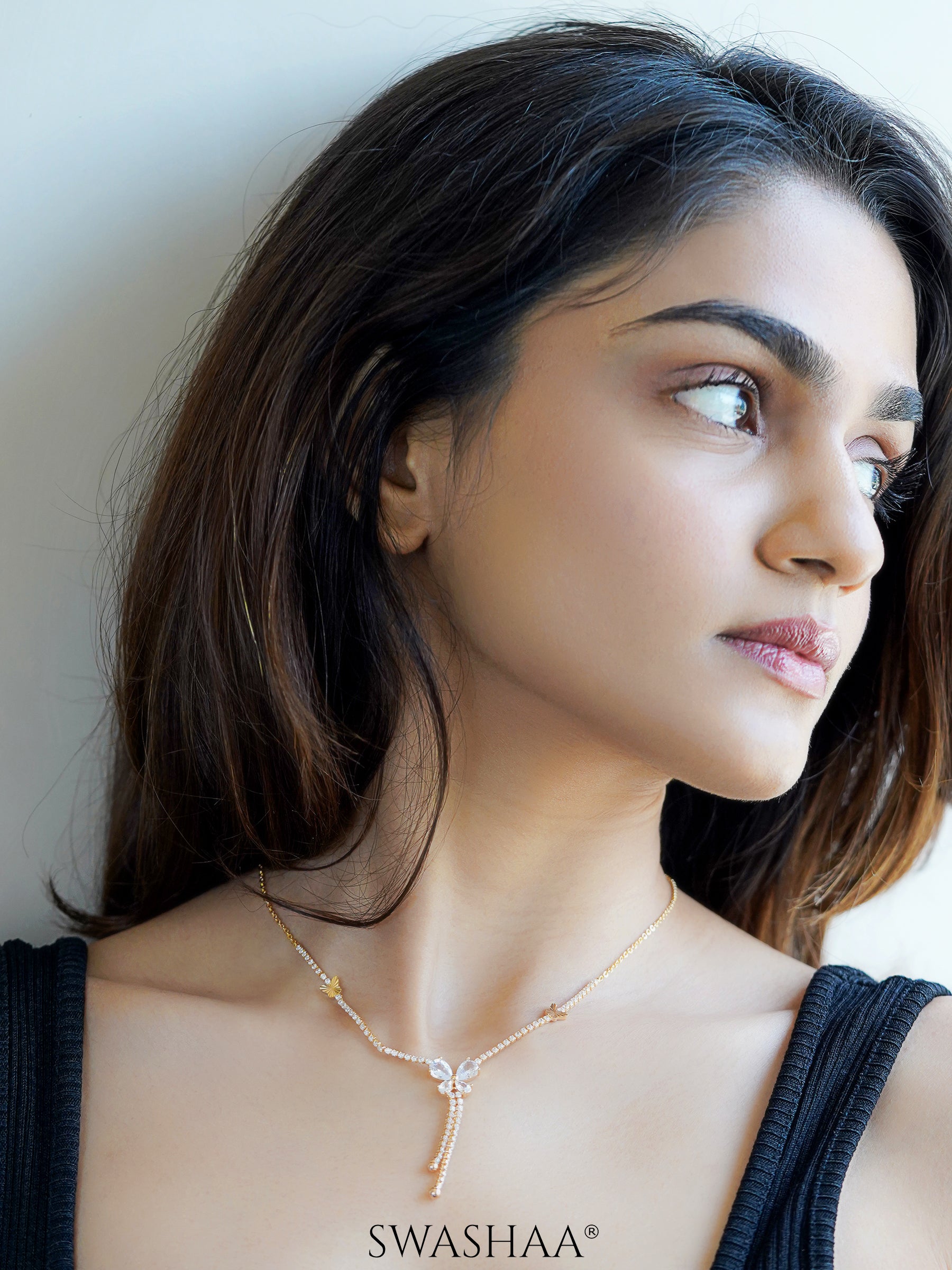 Debbie Crystal Butterfly Y-shaped Necklace