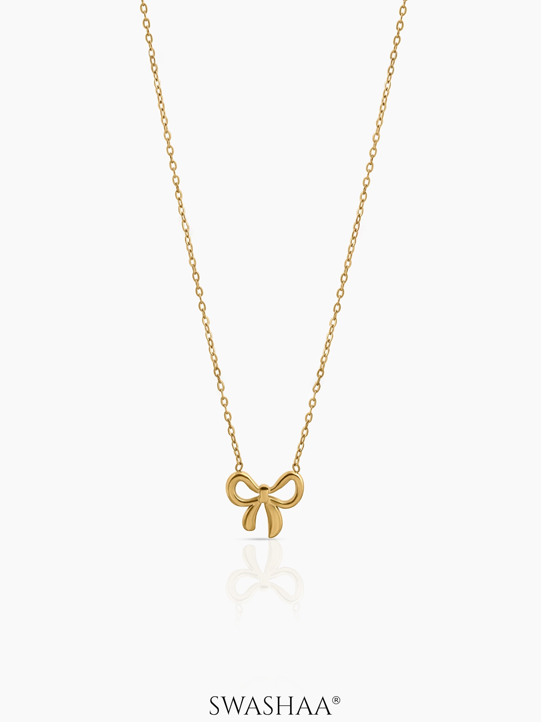 Delmira Ribbon bow Necklace 18K Gold Plated