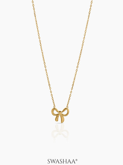 Delmira Ribbon Bow Necklace 18K Gold Plated
