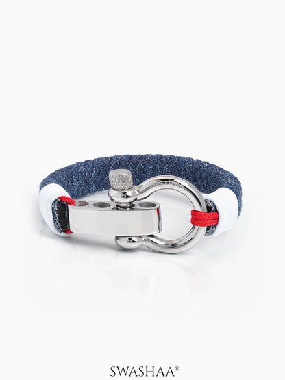 Denim Nautical Men's Rope Bracelet Denim Blue