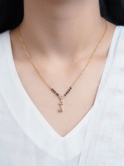 Devika Trio Diamond 18K Gold Plated Drop Mangalsutra