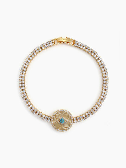 Devit Eye Charm Diamond 18K Gold Plated Rakhi Gold