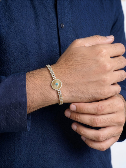 Devit Eye Charm Diamond 18K Gold Plated Rakhi