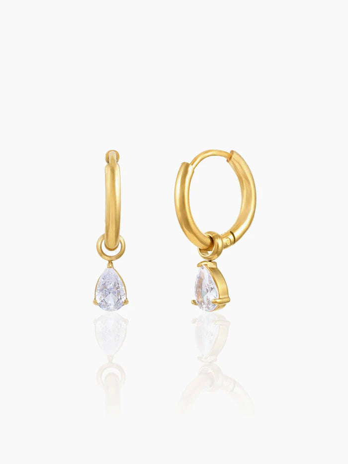 Dew Drop Diamond Loop 18K Gold Plated Kid's earrings Gold