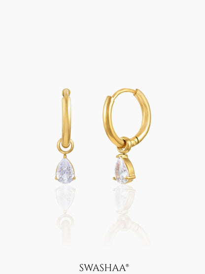 Dew Drop Diamond Loop 18K Gold Plated Kid's earrings Gold