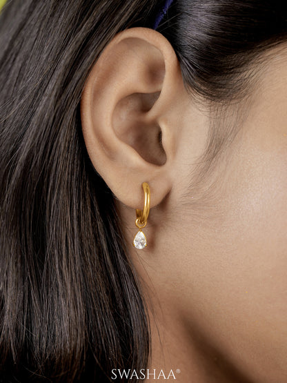 Dew Drop Diamond Loop 18K Gold Plated Kid's earrings